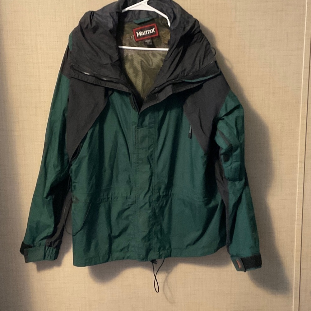 Marmot Forest Green and Charcoal Raincoat